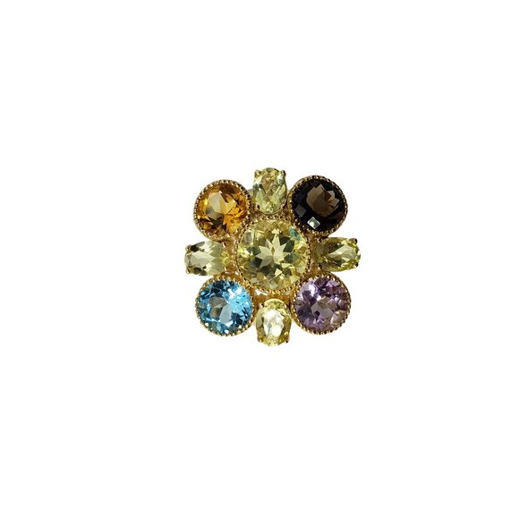 Vintage 14 Karat Yellow Gold and Gemstone Ring Size 8.25 GAI Certified #12081 - Picture 1 of 9